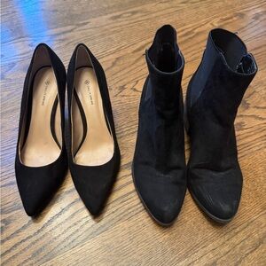 Call It Spring Classic Black Suede Heels and Boots, size 6